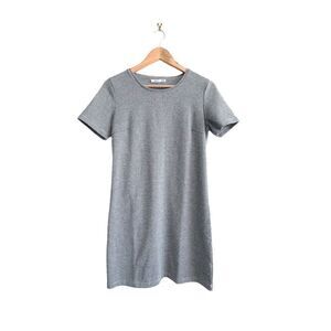 Dex Dress Knit Houndstooth Plaid Black White Short Sleeved Pullover Women's M